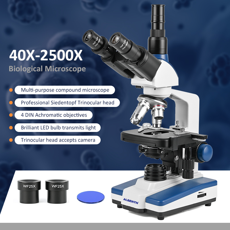 Microscope Compound 40X - Профессиональный биологический микроскоп 40X-2500X с механическим