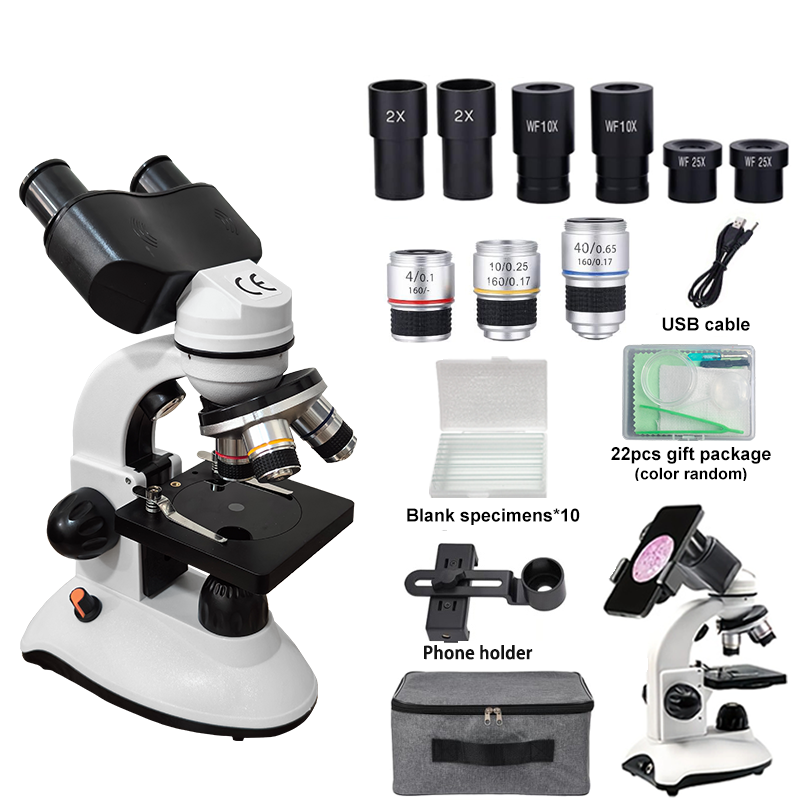 Microscope Compound 40X - Бинокулярный составной микроскоп для студентов, 40X-2000X,